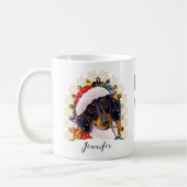 Ho ho ho! Dachshund Santa Hond Aangepaste naam Koffiemok (Links)