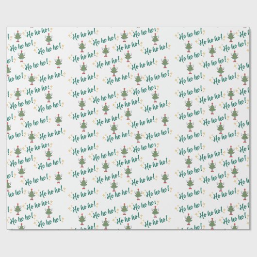 Ho Ho Ho Dancing Kerstboom Inpakpapier (Vlak)