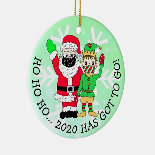 Ho Ho Ho dat 2020 moet gaan! Keramisch Ornament (Rechts)