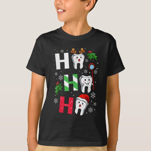 HO HO HO DENTIS PRETTIG KERSTFEEST T-SHIRT (Voorkant)