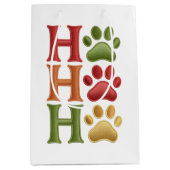 Ho Ho Ho Dog Paws Medium Cadeauzakje (Voorkant)
