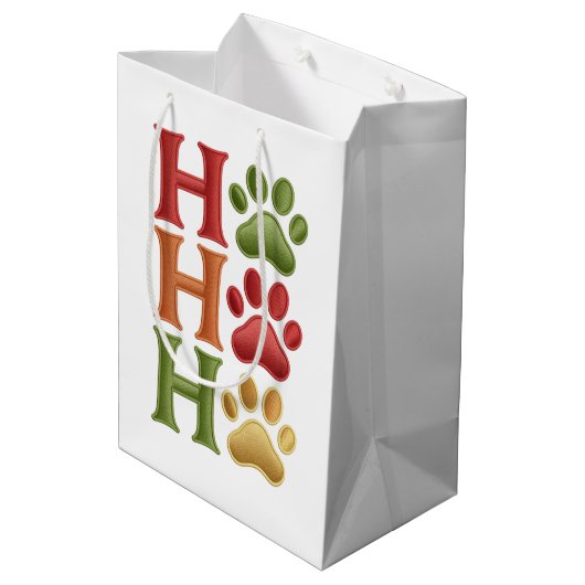 Ho Ho Ho Dog Paws Medium Cadeauzakje (Achterkant Gekanteld)