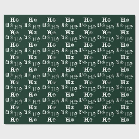 Ho Ho Ho donkergroen Kerstman juichen schattig Ker Cadeaupapier (Vlak)