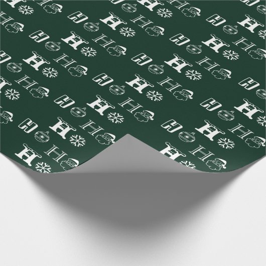 Ho Ho Ho donkergroen Kerstman juichen schattig Ker Cadeaupapier (Hoek)