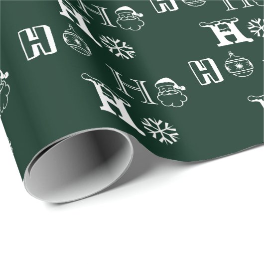 Ho Ho Ho donkergroen Kerstman juichen schattig Ker Cadeaupapier (Rol Hoek)