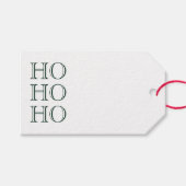 Ho Ho Ho donkergroen wit blank modern Kerstmis Cadeaulabel (Voorkant (Horizontaal))