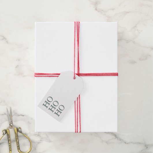 Ho Ho Ho donkergroen wit blank modern Kerstmis Cadeaulabel (Met Touw)