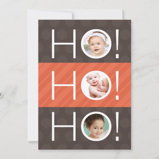 Ho Ho Ho! Double Sided 4 Photo Holiday Card Feestdagenkaart (Voorkant)