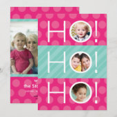 Ho Ho Ho! Double Sided 4 Photo Holiday Card Feestdagenkaart (Voorkant / Achterkant)