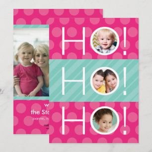 Ho Ho Ho! Double Sided 4 Photo Holiday Card Feestdagenkaart