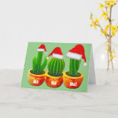 Ho Ho Ho Drie Cactus Kerstkaart Kaart (Gele Bloem)