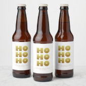 Ho Ho Ho | Eenvoudig Kerstmis Wit & Goud Bier Etiket (Flessen)