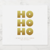 Ho Ho Ho | Eenvoudig Kerstmis Wit & Goud Bier Etiket (Enkel label)