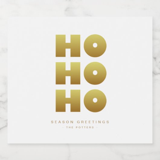 Ho Ho Ho | Eenvoudig Kerstmis Wit & Goud Bier Etiket (Enkel label)
