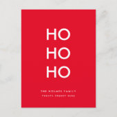 Ho Ho Ho | Eenvoudig rood Kerstmis met minimale mi Feestdagenkaart (Voorkant)