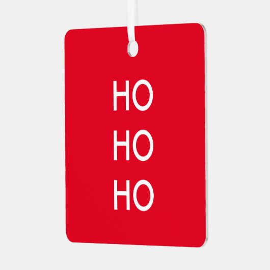 Ho Ho Ho | Eenvoudig rood Kerstmis met minimale mi Metalen Ornament (Voorkant links)