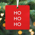 Ho Ho Ho | Eenvoudig rood Kerstmis met minimale mi Metalen Ornament<br><div class="desc">Eenvoudig,  stijlvol "Ho Ho" kerstvakantie-ornament in helder rood met een moderne,  minimalistische typografie in het wit,  die gemakkelijk kan worden gepersonaliseerd met uw eigen begroeting,  familienaam & jaar voor een trendy feestseizoen!</div>
