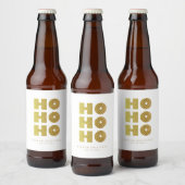 Ho Ho Ho | Eenvoudige feestelijke kerst wit & goud Bier Etiket (Flessen)