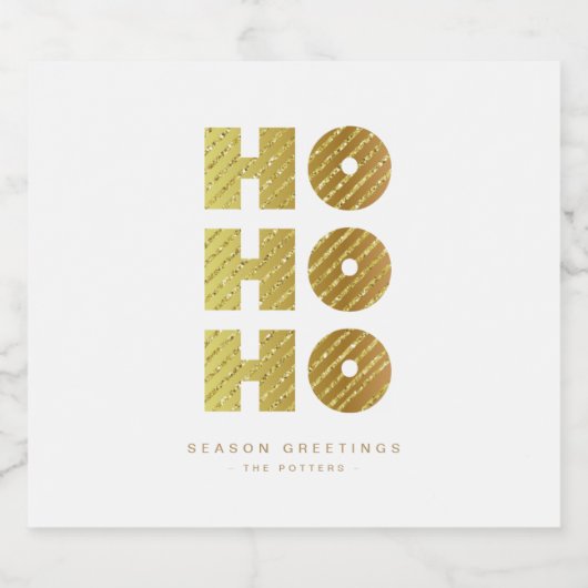 Ho Ho Ho | Eenvoudige feestelijke kerst wit & goud Bier Etiket (Enkel label)