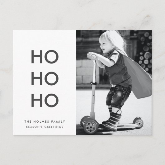Ho Ho Ho | Eenvoudige kerstfoto met minimalistisch Feestdagenkaart (Voorkant)