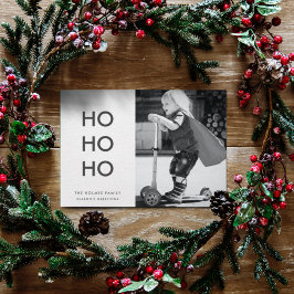 Ho Ho Ho | Eenvoudige kerstfoto met minimalistisch Feestdagenkaart
