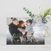 Ho Ho Ho Elegant Script Foto Kerstkaart (Staand voorkant)