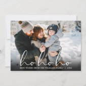 Ho Ho Ho Elegant Script Foto Kerstmis Feestdagenkaart (Voorkant)