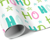 Ho Ho Ho en Stars Pastel Modern Christmas Cadeaupapier (Rol Hoek)