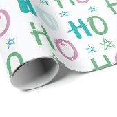 Ho Ho Ho en Stars Pastel Modern Christmas Cadeaupapier (Rol Hoek)