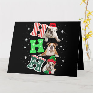Ho Ho Ho Engelse Bulldog Kerstman Rendier Kerstmis Kaart