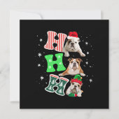 Ho Ho Ho Engelse Bulldog Kerstman Rendier Kerstmis Kaart (Voorkant)