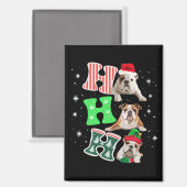 Ho Ho Ho Engelse Bulldog Kerstman Rendier Kerstmis Magneet (Voorkant / Achterkant)
