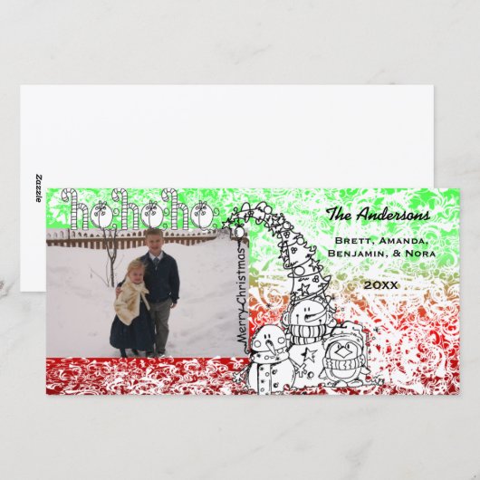 Ho Ho Ho Feestdagen Fotokaart Feestdagenkaart (Voorkant / Achterkant)