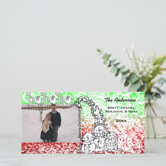 Ho Ho Ho Feestdagen Fotokaart Feestdagenkaart (Staand voorkant)