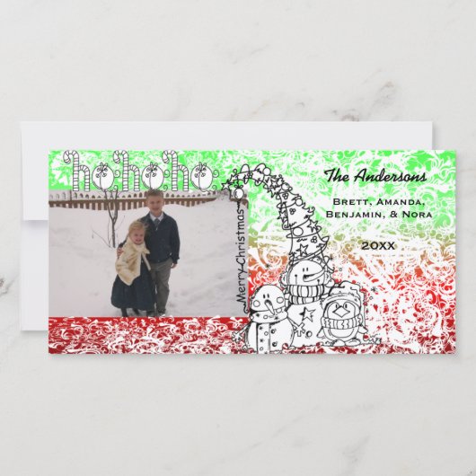 Ho Ho Ho Feestdagen Fotokaart Feestdagenkaart (Voorkant)