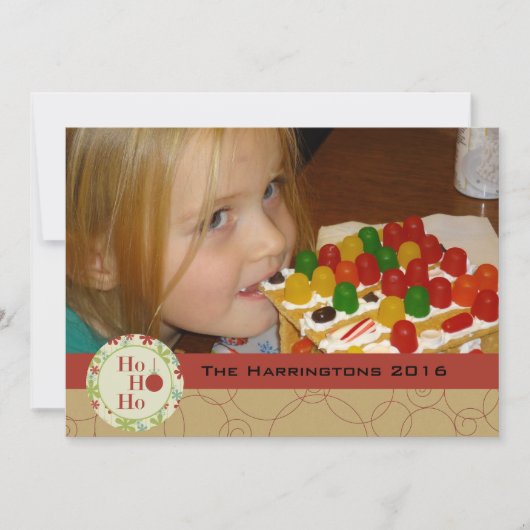 Ho Ho Ho Feestdagen Gepersonaliseerd Holiday Fotok Feestdagenkaart (Voorkant)