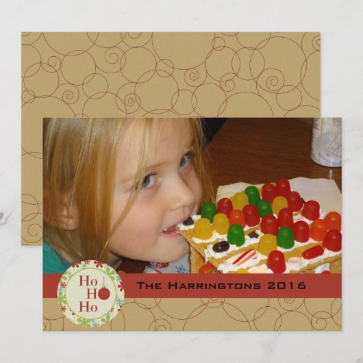 Ho Ho Ho Feestdagen Gepersonaliseerd Holiday Fotok Feestdagenkaart (Voorkant / Achterkant)