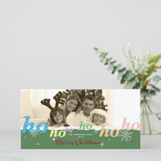 HO-HO-HO FEESTDAGENKAART (Staand voorkant)