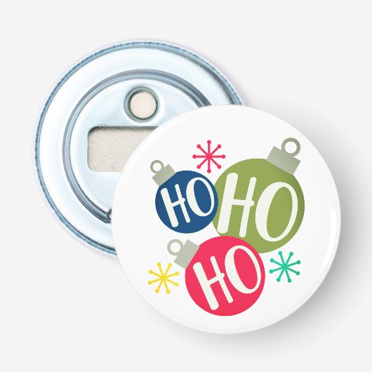 Ho Ho Ho Festive Kerstmis Modern Holiday Button Flesopener (Voorkant)