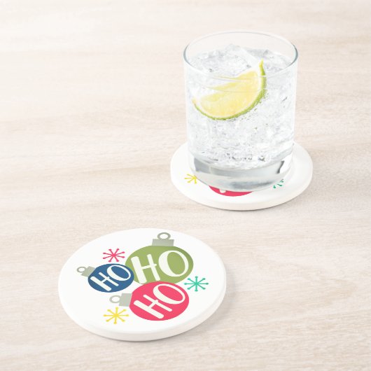 Ho Ho Ho Festive Kerstmis Modern Holiday Zandsteen Onderzetter (Zijkant)