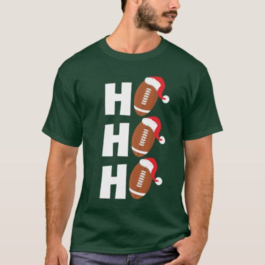 Ho Ho Ho Football | Funny Christmas Season Humor T-shirt (Voorkant)