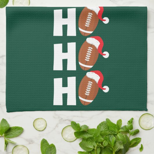Ho Ho Ho Football | Funny Christmas Season Humor Theedoek (Gevouwen)