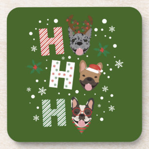 Ho Ho Ho Franse Bulldog Vrolijk Kerstfeest Bier Onderzetter