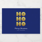 Ho Ho Ho | Fun Christmas Blue & Gold Likeurfles Etiket (Enkel label)