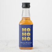 Ho Ho Ho | Fun Christmas Blue & Gold Likeurfles Etiket (Voorkant)