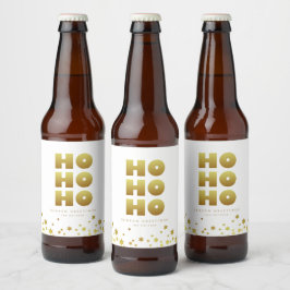 Ho Ho Ho | Fun Christmas Wit & Goud Bier Etiket