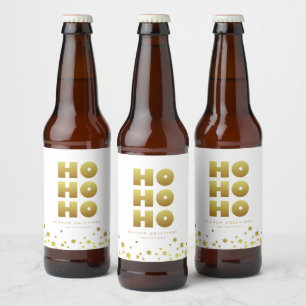 Ho Ho Ho Fun Christmas Wit & Goud Bier Etiket