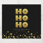 Ho Ho Ho | Fun Christmas Zwart & Goud Bierfles Bier Etiket (Enkel label)
