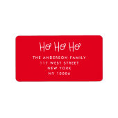 Ho Ho Ho | Fun Script Red Christmas Retouradres Etiket (Voorkant)