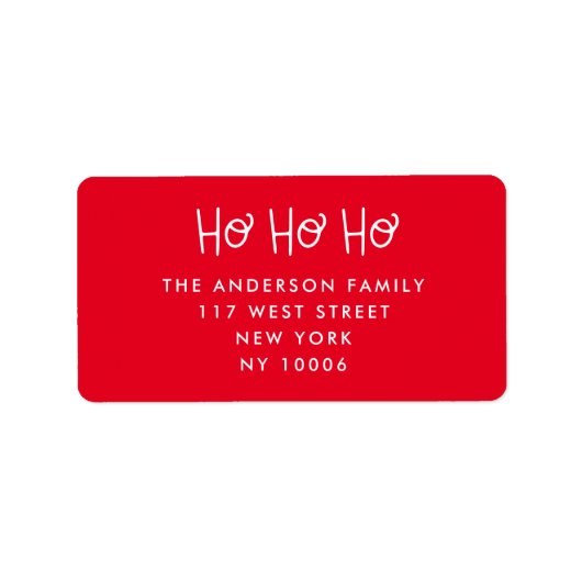 Ho Ho Ho | Fun Script Red Christmas Retouradres Etiket (Voorkant)